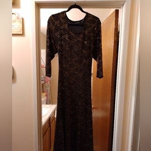 Nina Leonard Dress, Burgundy with gold beading . Gorgeous on